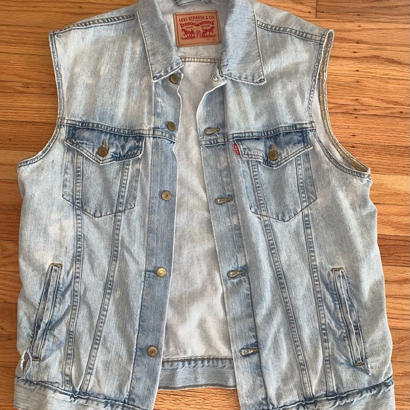 Acid Washed Sleeveless Jean jacket sz xl